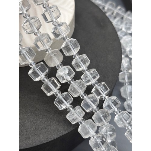 Каменные бусины, Горный хрусталь, шайба, огранка, 8х12 мм, длина нити 40 см