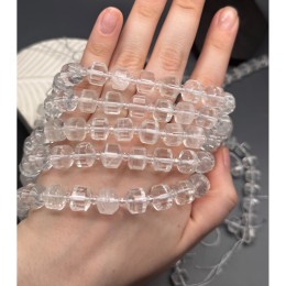 Каменные бусины, Горный хрусталь, шайба, огранка, 8х12 мм, длина нити 20 см