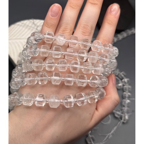 Каменные бусины, Горный хрусталь, шайба, огранка, 8х12 мм, длина нити 40 см