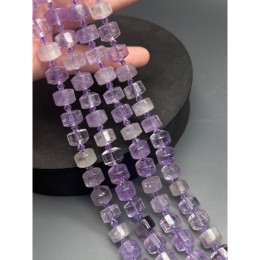 Каменные бусины, Лавандовый аметист, шайба, огранка, 8х12 мм, длина нити 20 см