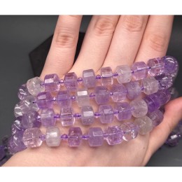 Каменные бусины, Лавандовый аметист, шайба, огранка, 8х12 мм, длина нити 20 см