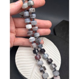 Каменные бусины, Агат Ботсвана, шайба, огранка, 8х12 мм, длина нити 20 см