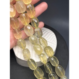 Каменные бусины, Цитрин лимонный, бочонок, огранка, фриформы, 22х15 мм, длина нити 19 см