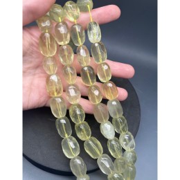 Каменные бусины, Цитрин лимонный, бочонок, огранка, фриформы, 22х15 мм, длина нити 19 см