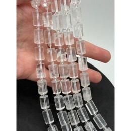 Каменные бусины, Горный хрусталь, столбики (трубочки), с гранями, размер~15х10 мм, длина нити 19 см