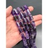 Каменные бусины, Аметист, столбики (трубочки), с гранями, размер~15х10 мм, длина нити 19 см