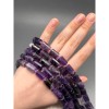 Каменные бусины, Аметист, столбики (трубочки), с гранями, размер~15х10 мм, длина нити 19 см