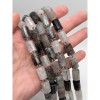 Каменные бусины, Турмалиновый кварц, столбики (трубочки), с гранями, размер~15х10 мм, длина нити 19 см