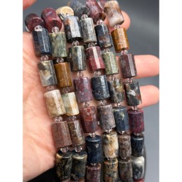 Каменные бусины, Петерсит, столбики (трубочки), с гранями, размер~15х10 мм, длина нити 19 см