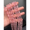 Каменные бусины, Розовый кварц, столбики (трубочки), с гранями, размер~8х12 мм, длина нити 38 см