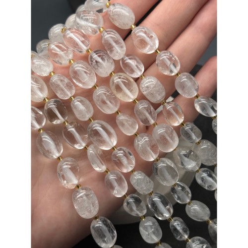 Каменные бусины, Горный хрусталь, фриформы, ~13-16х10 мм, длина нити 39 см