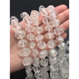 Каменные бусины, Горный хрусталь, фриформы, огранка, ~15-17х 12 мм, длина нити 19 см