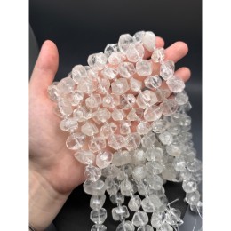 Каменные бусины, Горный хрусталь, фриформы, огранка, ~15-17х 12 мм, длина нити 19 см