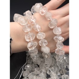 Каменные бусины, Горный хрусталь, фриформы, огранка, ~15-17х 12 мм, длина нити 19 см