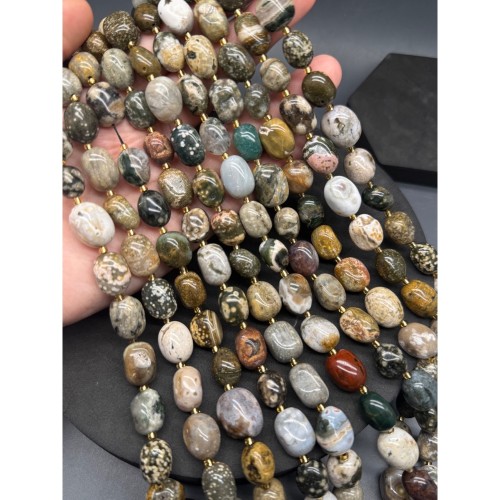 Каменные бусины, Агат, черепаховый, с включениями, фриформы, ~13-16х10 мм, длина нити 39 см