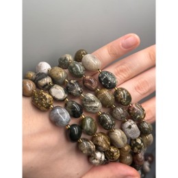 Каменные бусины, Агат, черепаховый, с включениями, фриформы, ~13-16х10 мм, длина нити 39 см