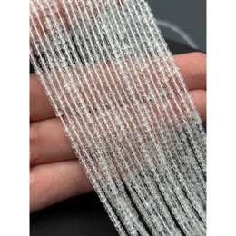 Каменные бусины, Горный Хрусталь, Люкс, Зеркальная огранка, кубик, 2,3 мм, длина нити 39 см