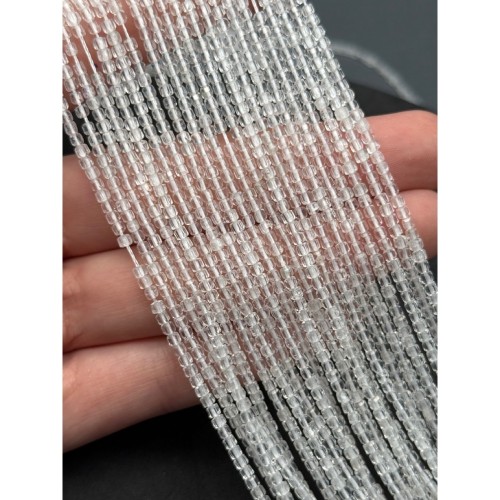 Каменные бусины, Горный Хрусталь, Люкс, Зеркальная огранка, кубик, 2,3 мм, длина нити 39 см