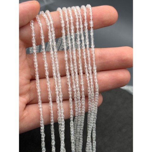Каменные бусины, Горный Хрусталь, Люкс, Зеркальная огранка, кубик, 2,3 мм, длина нити 39 см