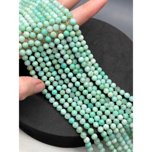 Каменные бусины, Хризопраз, экстра качество, люкс, шарик огранка, 6 мм, длина нити 19 см