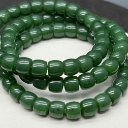 Каменные бусины, Нефрит, люкс, шайба, размер 8х7 мм, длина нити 18 см, примерно 25-26 бусин на нити