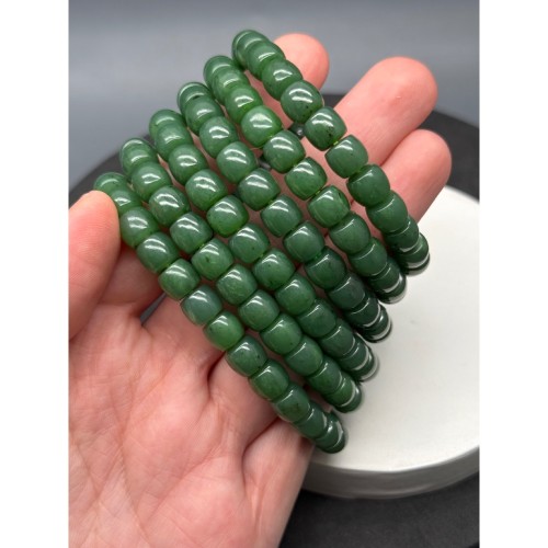 Каменные бусины, Нефрит, люкс, шайба, размер 8х7 мм, длина нити 18 см, примерно 25-26 бусин на нити