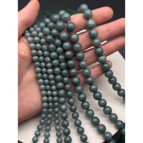 Каменные бусины, Жадеит, люкс, шарик гладкий, 8-8,5 мм, нить 19 см