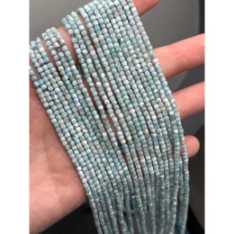 Каменные бусины, Ларимар, люкс, кубик, зеркальная огранка, 2,5 мм, длина нити 39 см