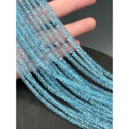 Каменные бусины, Топаз, голубой, экстра люкс, рондель, огранка, 5х2,5 мм, длина нити 36 см