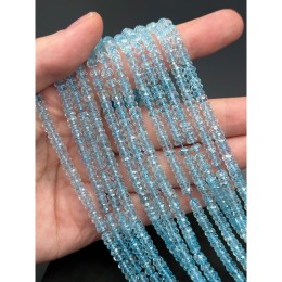 Каменные бусины, Топаз, голубой, экстра люкс, рондель, огранка, 5х2,5 мм, длина нити 36 см