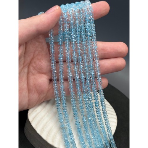 Каменные бусины, Топаз, голубой, экстра люкс, рондель, огранка, 5х2,5 мм, длина нити 36 см