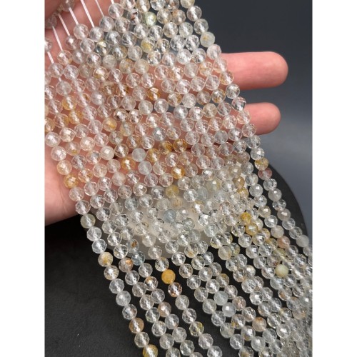 Каменные бусины, Топаз, микс, шарик, огранка, 6 мм, длина нити 39 см