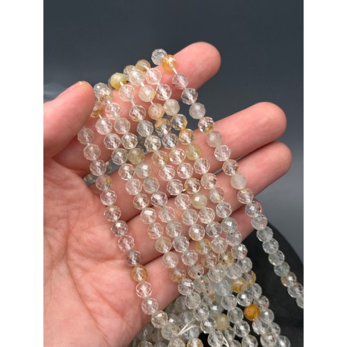 Каменные бусины, Топаз, микс, шарик, огранка, 6 мм, длина нити 39 см