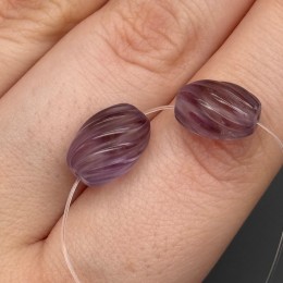 Каменные бусины, Аметист, люкс, бусина резная, веретено, размер 13х9 мм, цена за 1 шт.