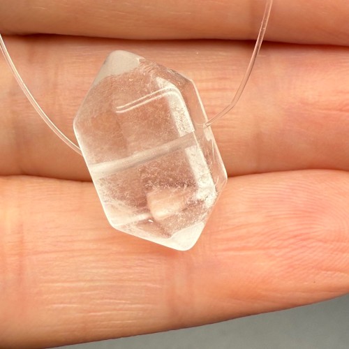 Каменные бусины, Горный хрусталь, двухвершинный кристалл, размер 18х10 мм, цена за 1 шт.