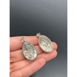 Подвеска, Горный хрусталь, овальная, в оправе, размер ~30х20 мм, цена за 1 шт.