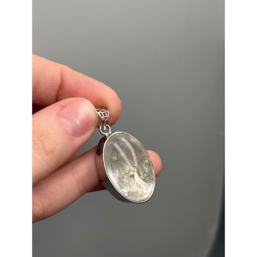 Подвеска, Горный хрусталь, овальная, в оправе, размер ~30х20 мм, цена за 1 шт.