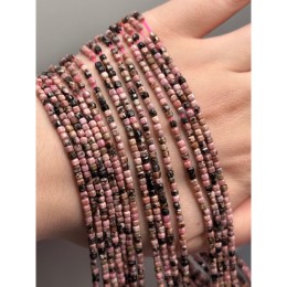 Каменные бусины, Родонит дендритовый, кубик, зеркальная огранка, 2,5 мм, длина нити 38 см