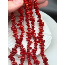 Каменные бусины, Коралл красный, тонированный, фриформы, 10х4 мм, длина нити 40 см