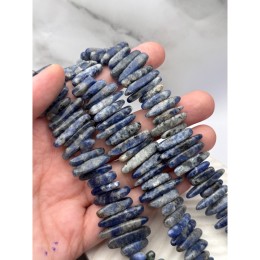 Каменные бусины, Содалит, фриформы, плоские брусочки. размер ~12-24х5 мм, длина нити 40 см