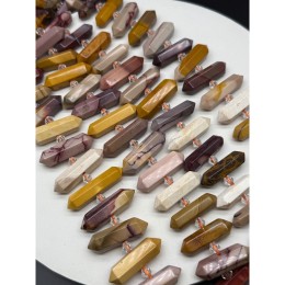 Каменные бусины, Яшма мукаит, фриформы, маятник, размер ~20-36х10 мм, длина нити 19 см