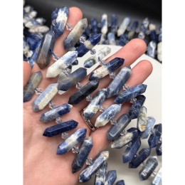 Каменные бусины, Содалит, фриформы, маятник, размер ~20-36х10 мм, длина нити 19 см