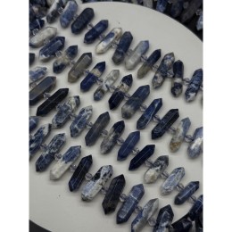 Каменные бусины, Содалит, фриформы, маятник, размер ~20-36х10 мм, длина нити 19 см