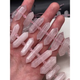 Каменные бусины, Розовый кварц, фриформы, маятник, размер ~20-36х10 мм, длина нити 19 см