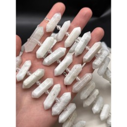 Каменные бусины, Лунный камень, фриформы, маятник, размер ~20-36х10 мм, длина нити 19 см