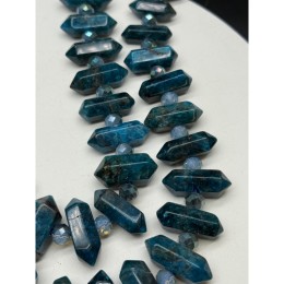 Каменные бусины, Апатит, фриформы, маятник, размер ~20-36х10 мм, длина нити 19 см