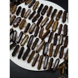 Каменные бусины, Тигровый глаз, фриформы, маятник, размер ~20-36х10 мм, длина нити 19 см