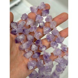 Каменные бусины, Аметист лавандовый , не обработанный, фриформы, 13-17 мм, длина нити 37 см