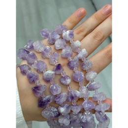 Каменные бусины, Аметист лавандовый , не обработанный, фриформы, 13-17 мм, длина нити 37 см