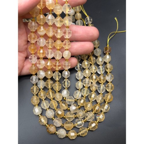 Каменные бусины, Цитрин, ювелирная огранка, 10х9 мм, длина нити 39 см